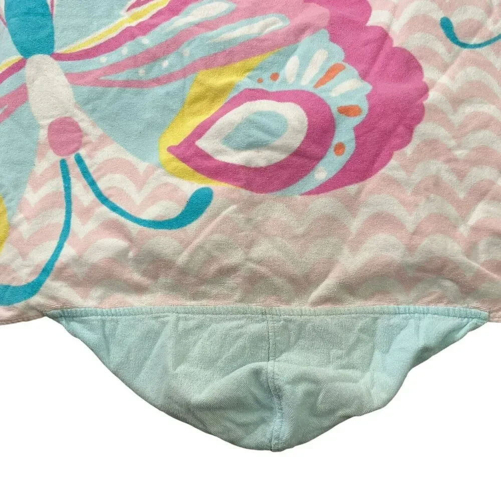 Pottery Barn Kids 3 Toddler Pink Butterfly Towels Hooded Wrap Bath Pool Beach